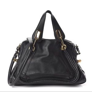 Authentic Chloe calfskin medium paraty blk satchel